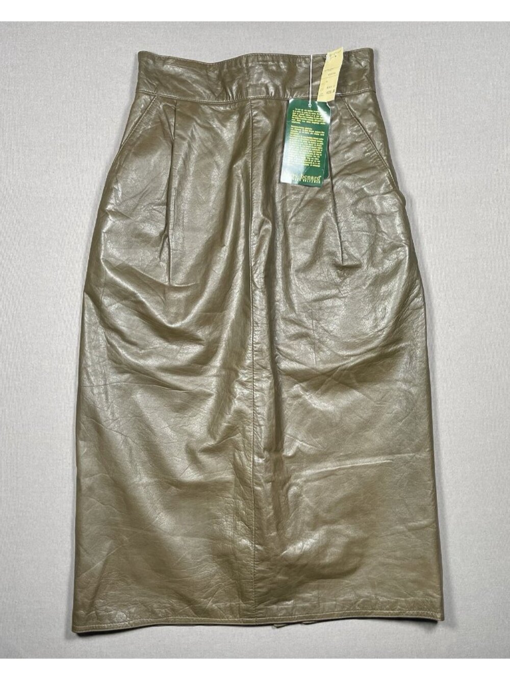 NWT Harve Benard Vintage Brown Nappa Leather Midi Pencil Skirt - Women Size 4